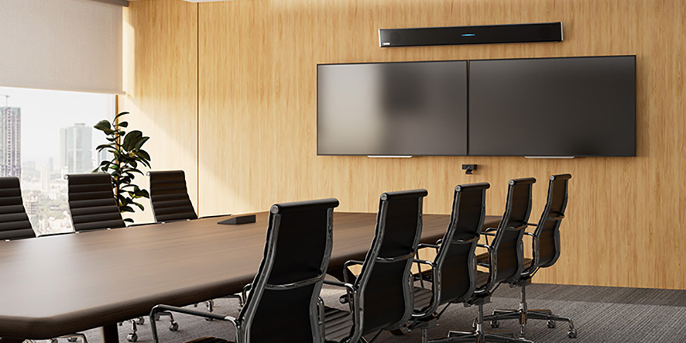 Rendering of Nureva HDL310 in a conference space.