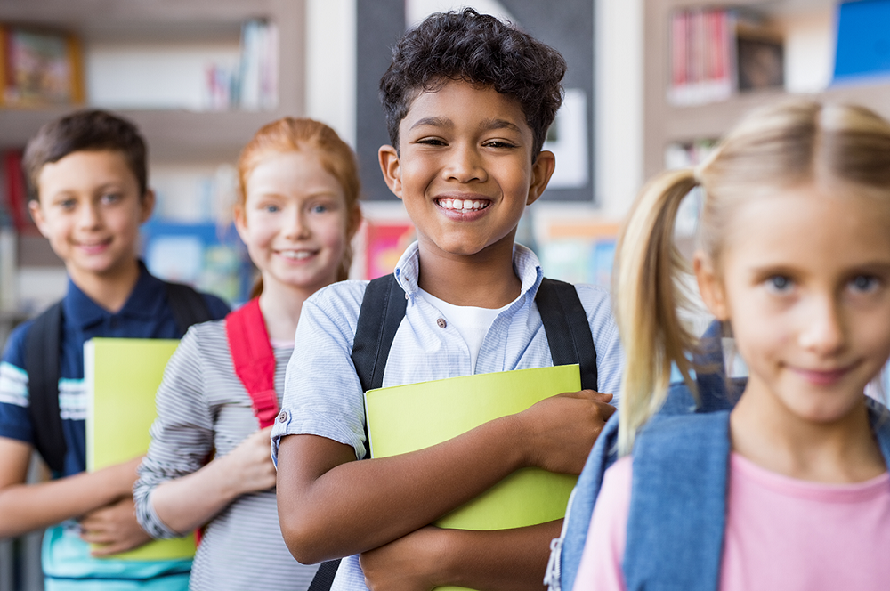 school aged children lined up, PASS guidelines, school safety security