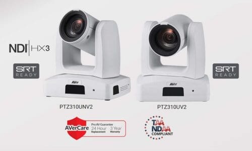 AVer PTZ cameras, the PTZ310UNV2 and PTZ310UV2.