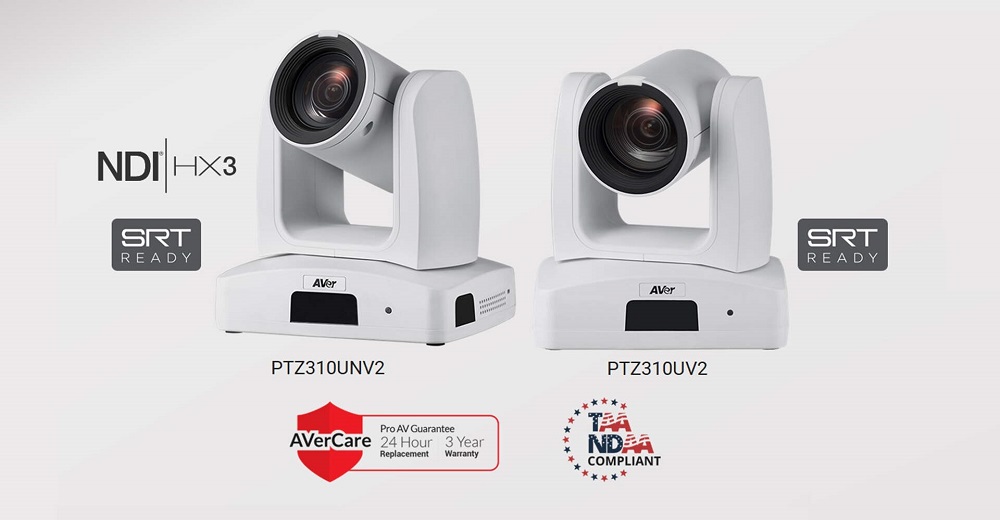 AVer PTZ cameras, the PTZ310UNV2 and PTZ310UV2.