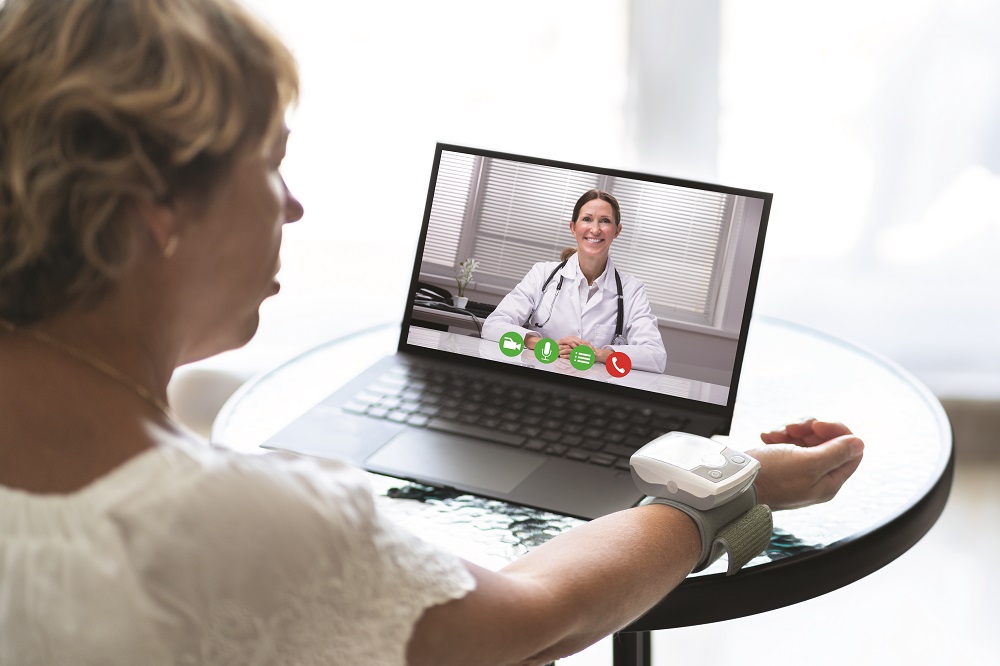 Telehealth Patient Making Hypertension Blood Test