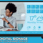 Signagelive digital signage platform example of weather on display with Barco ClickShare