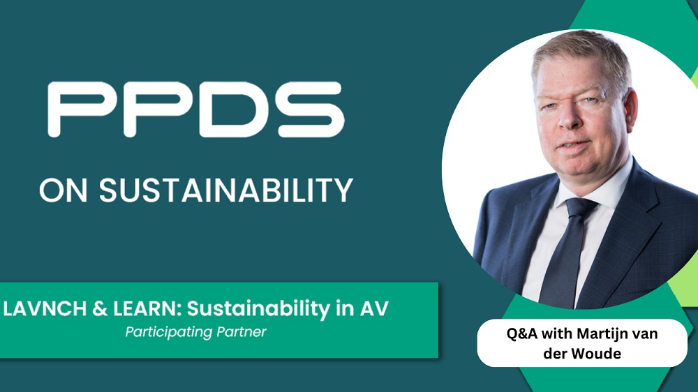 Martijn van der Woude headshot on PPDS Sustainability in AV poster.