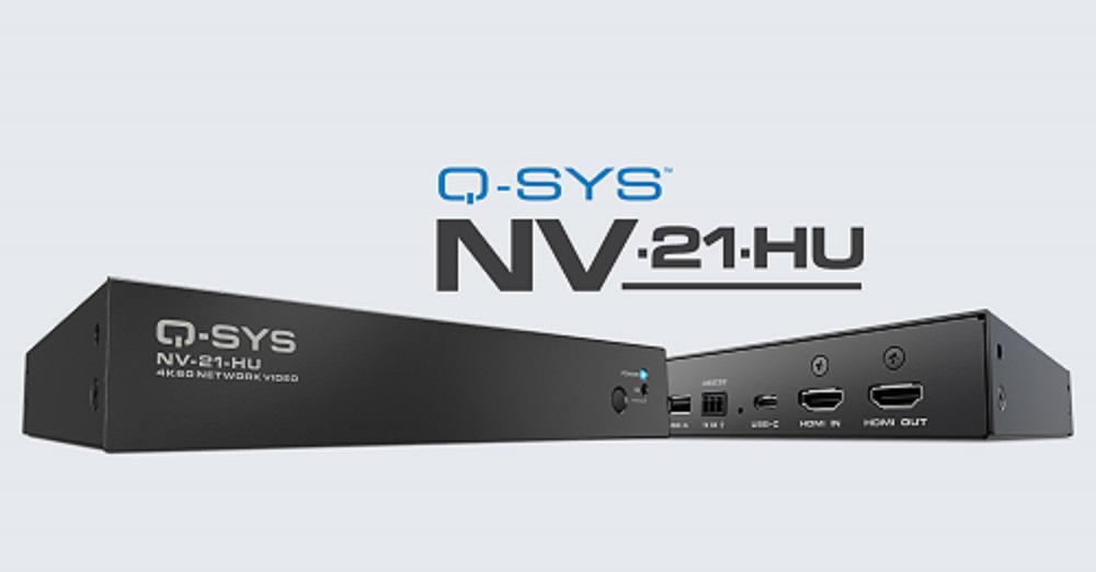 Q-SYS NV-21-HU two-input, one-output endpoint with support for HDMI and USB-C