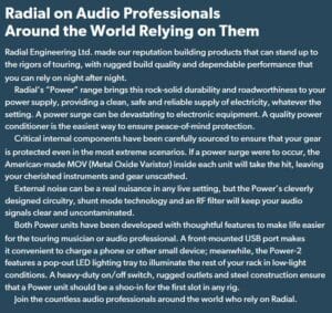 Radial on Audio Pros around the world relying on them