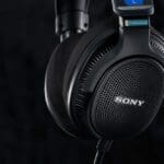 Closeup of Sony MDR-MV1 headphones.