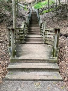 wooden staircase, representing distance and connect