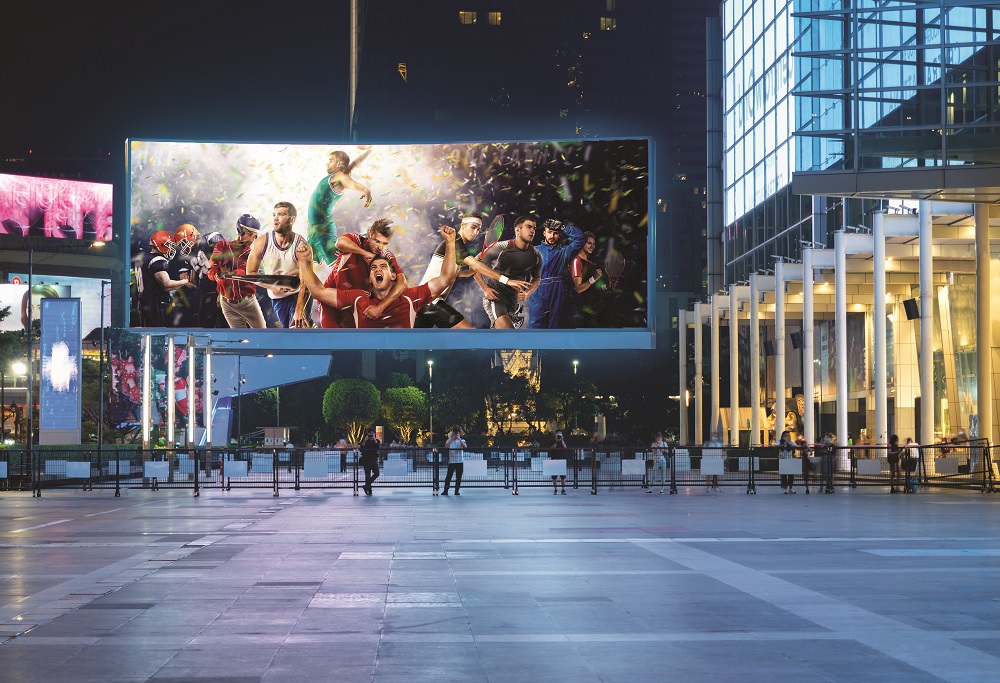 night scene of blank advertising big LED bilboard