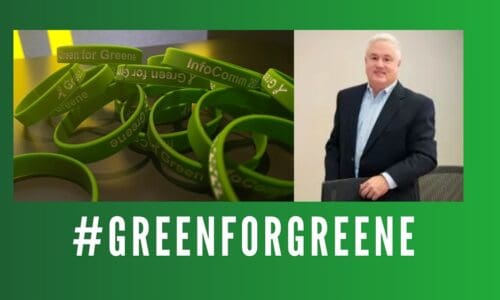 Green for Greene poster in honor of the late John Greene.