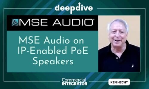 title slide: MSE Audio on IP-Enabled PoE Speakers with Ken Hecht