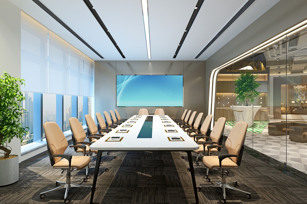 3d render modern working space and meeting room, conference room in a box solution