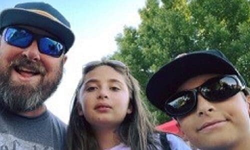 Josh Beaudoin with his two children.