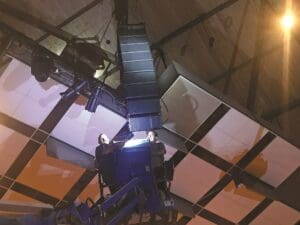 line array speaker in church