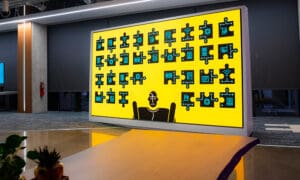 Videowall depicting intriguing puzzle designs.