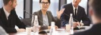 Business Seminar, microphone in a conference room