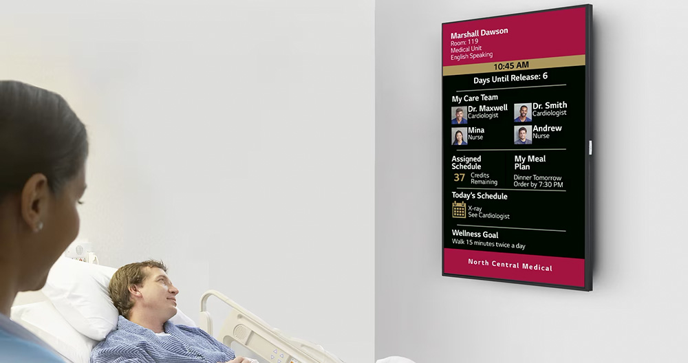 Mockup of Patient Engagement Board in patient's hospital room.