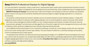 SONY Bravia Pro Displays for Digital Signage, sidebar, Digital Signage DD 2023