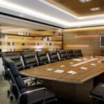 3d rendering business meeting room on high rise office building