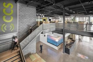 View of CCS lobby from above.