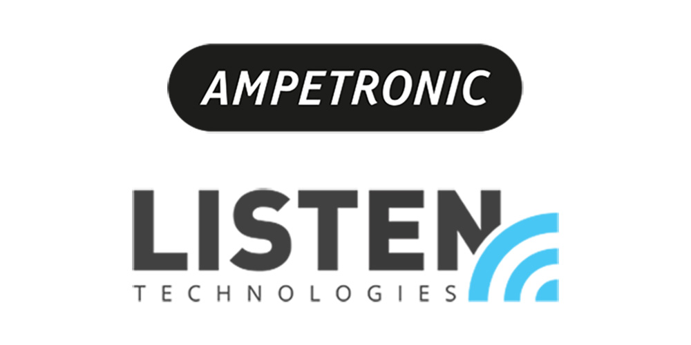 Ampetronic and Listen Technologies logos.