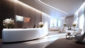 4K Philips QE-Line 3000 digital signage series with ‘EcoDesign’ in corporate lobby space