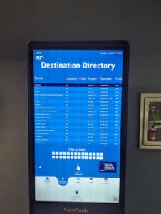 Digital signage showing campus information