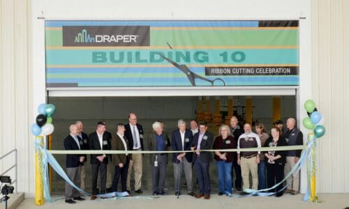 Draper ribbon-cutting ceremony in front of building 10.