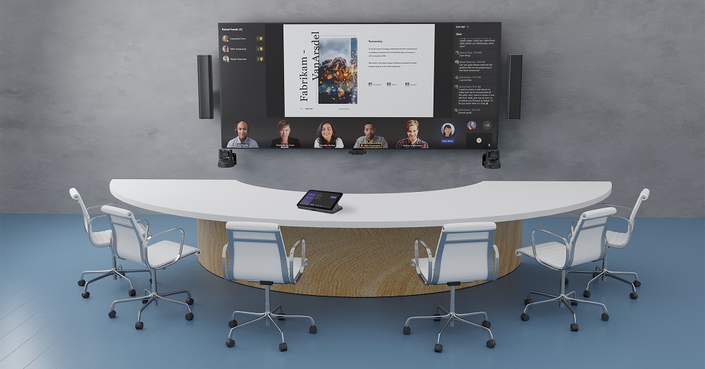 Q-STS/QSC spatial audio Microsoft Team Room front eyeview