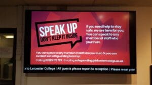Leicester College digital signage network powered by nsign.tv