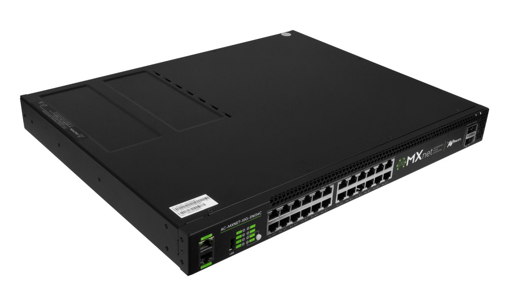 The MXNET-10G-SW24C Network Switch from AVPro Edge is backed by a 10-year, advanced replacement warranty.