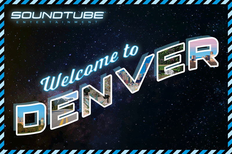 SoundTube Entertainment postcard that says "Welcome to Denver"
