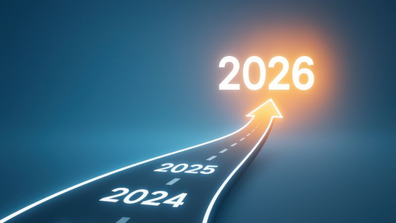 2026, Business growth 2026 target goal achievement road arrow leading to future with glowing 2026 symbol showing progress and optimistic determination, AV products, AV innovations 2026