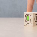 Fully charged active mentally healthy and emotional burnout employees. Supporting mental health at work concept. Care for employees.