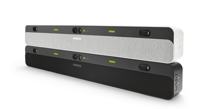 Shure IntelliMix Bar Pro stacked together.