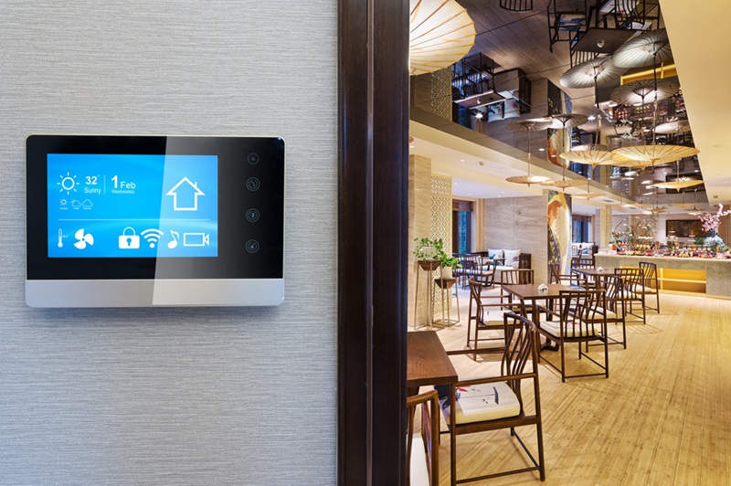 AV Touch panel in a hospitality environment