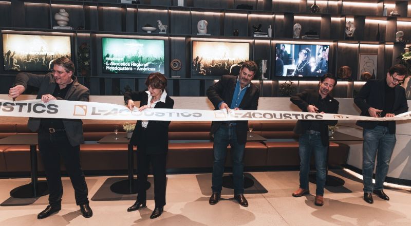 L-Acoustics officially opens its first dedicated Americas regional headquarters at Nashville Yards, marking a significant expansion into the heart of Music City’s creative ecosystem. From L-R: Hervé Guillaume, CEO L-Acoustics Group; Anne Hamlett, Chief People Officer; Bryan Bradley, CEO Americas; Laurent Vaissié, CEO L-Acoustics; Cédric Montrezor, Executive Director of Application. Photo by Chelsea Kornse