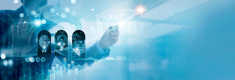 Business growth, Hand draw of arrow graph growth business and analyzing strategy on success target improvement with increase development profit, Digital assets, Technology, Business and investment. ipopba / stock.adobe.com