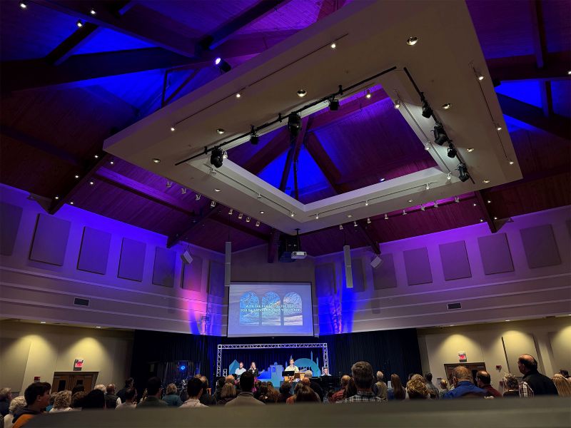 Christ Covenant Church has completed a major audio upgrade in its uniquely shaped worship center, selecting Eastern Acoustic Works’ (EAW®) AC6 ADAPTive column loudspeakers and Otto subwoofers to deliver consistent, high‑clarity coverage across the entire sanctuary. Photo 1
