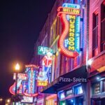 Colorful Nashville Broadway at night - NASHVILLE, TENNESSEE - JUNE 15, 2019 By 4kclips