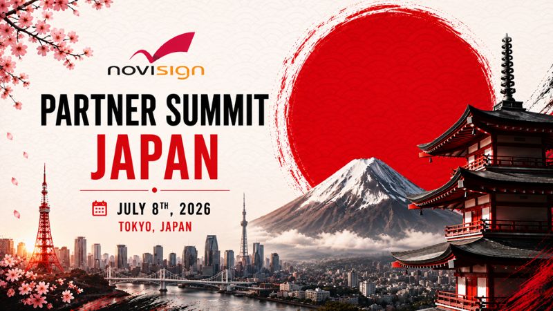NoviSign will host a Partner Summit in Tokyo, Japan on July 8, covering AI, security and next-gen signage.