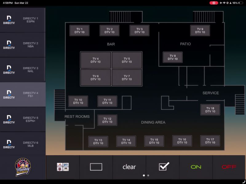 Sports Bar_ Dante iPad, AVPro ADS