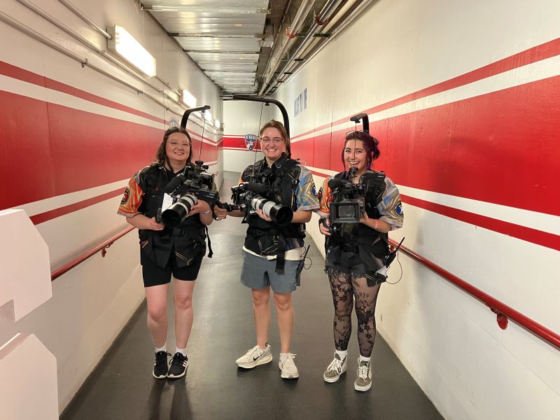 UNT students using Sony's FX6 cameras during media production course