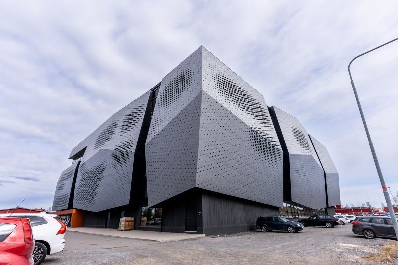 The six-story GRIP Action Sports Hub combines sports, hospitality, meeting and relaxation spaces. Courtesy / Genelec