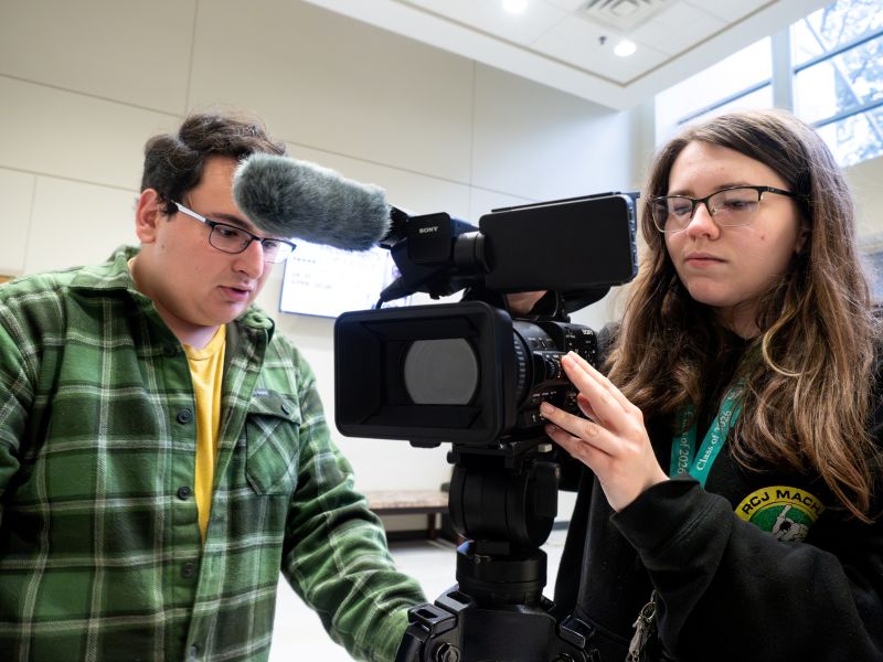 UNT students using Sony NX800