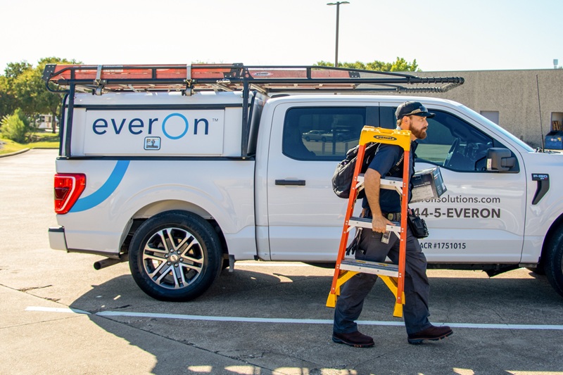 Everon employee in truck
