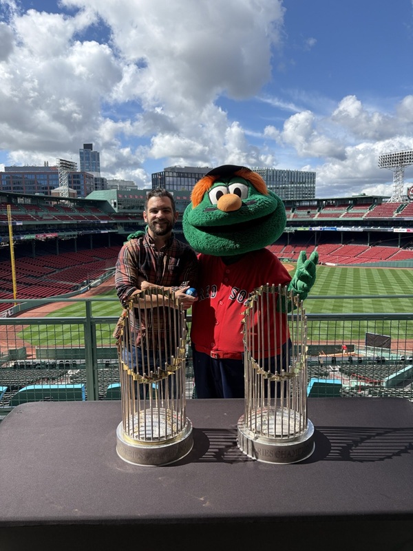 Zachary Comeau with Red Sox mascot
